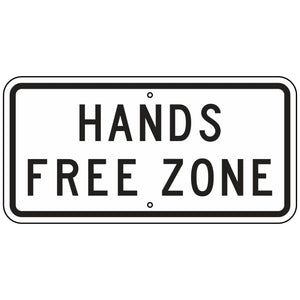 Hands Free Zone Sign, LA DOTD 24"x12"