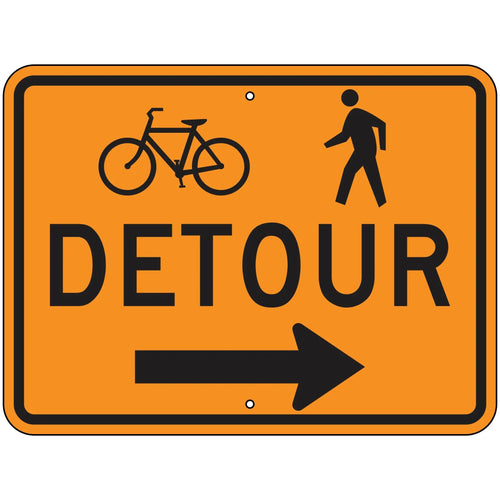 M4-9AR Bicycle And Pedestrian Detour Right Sign 30