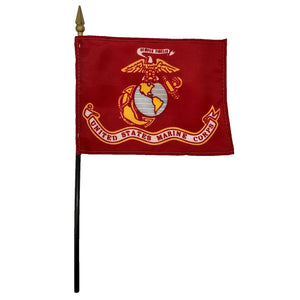 United States Marine Corps Flag with Staff 4"x6"