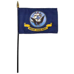 United States Navy Flag with Staff 4"x6"