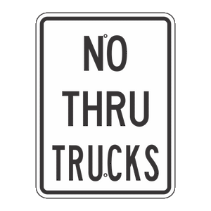 R10-9A No Thru Trucks Sign 18"X24"