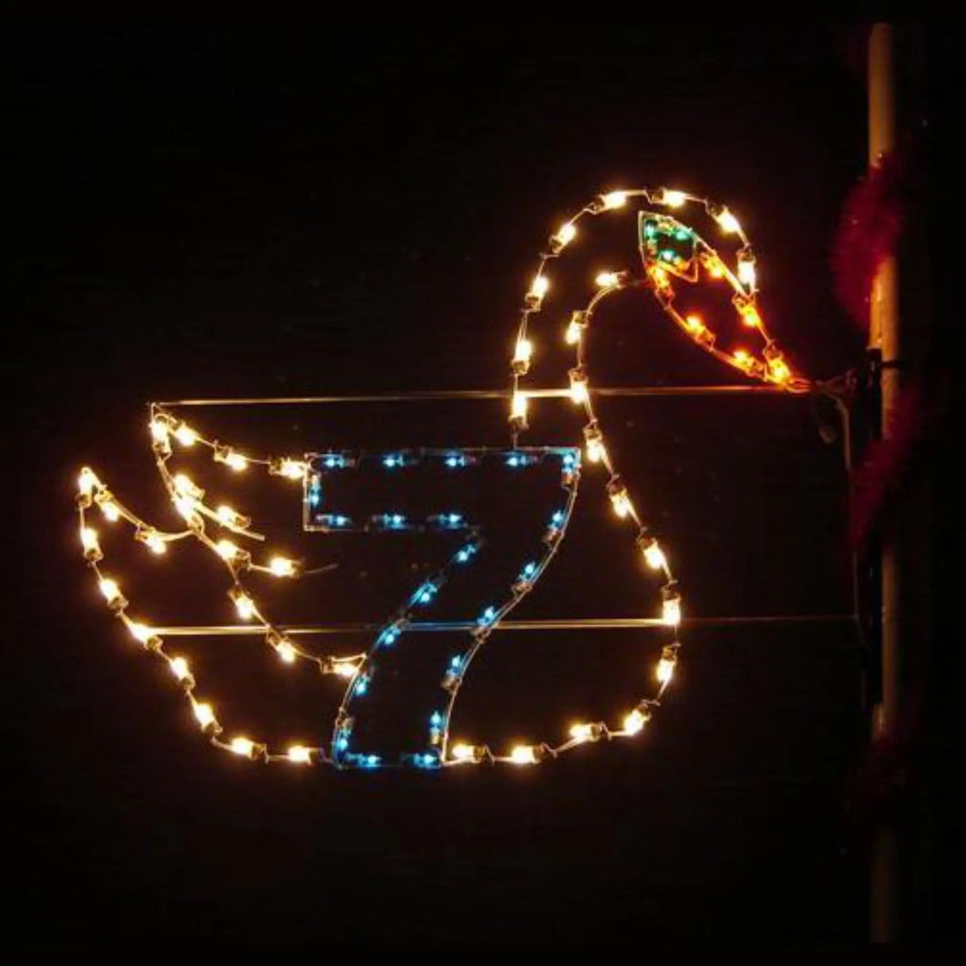 PM12DAY-7 5' Swan with #7 - Lighted Pole Mount Decoration