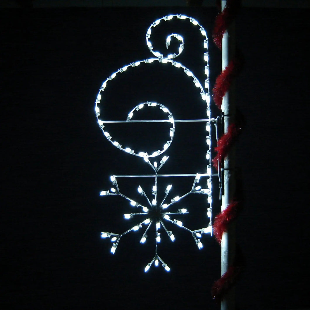 PM3SF-SCRL 7' Silhouette With 3' Snowflake with Scroll - Lighted Pole Mount Decoration