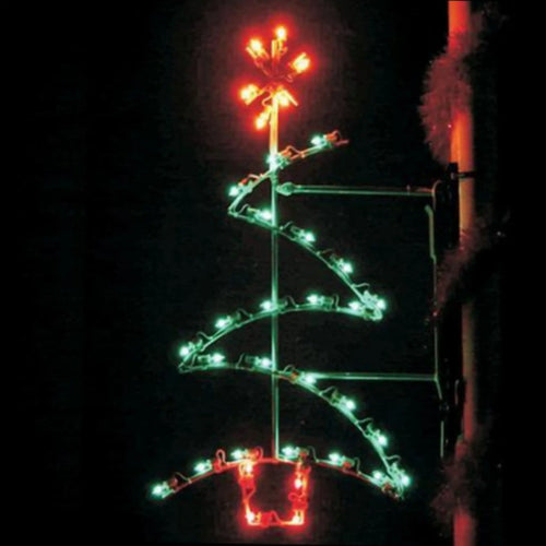 PM4Z-SIL 4' Silhouette Zig Zag Tree - Lighted Pole Mount Decoration