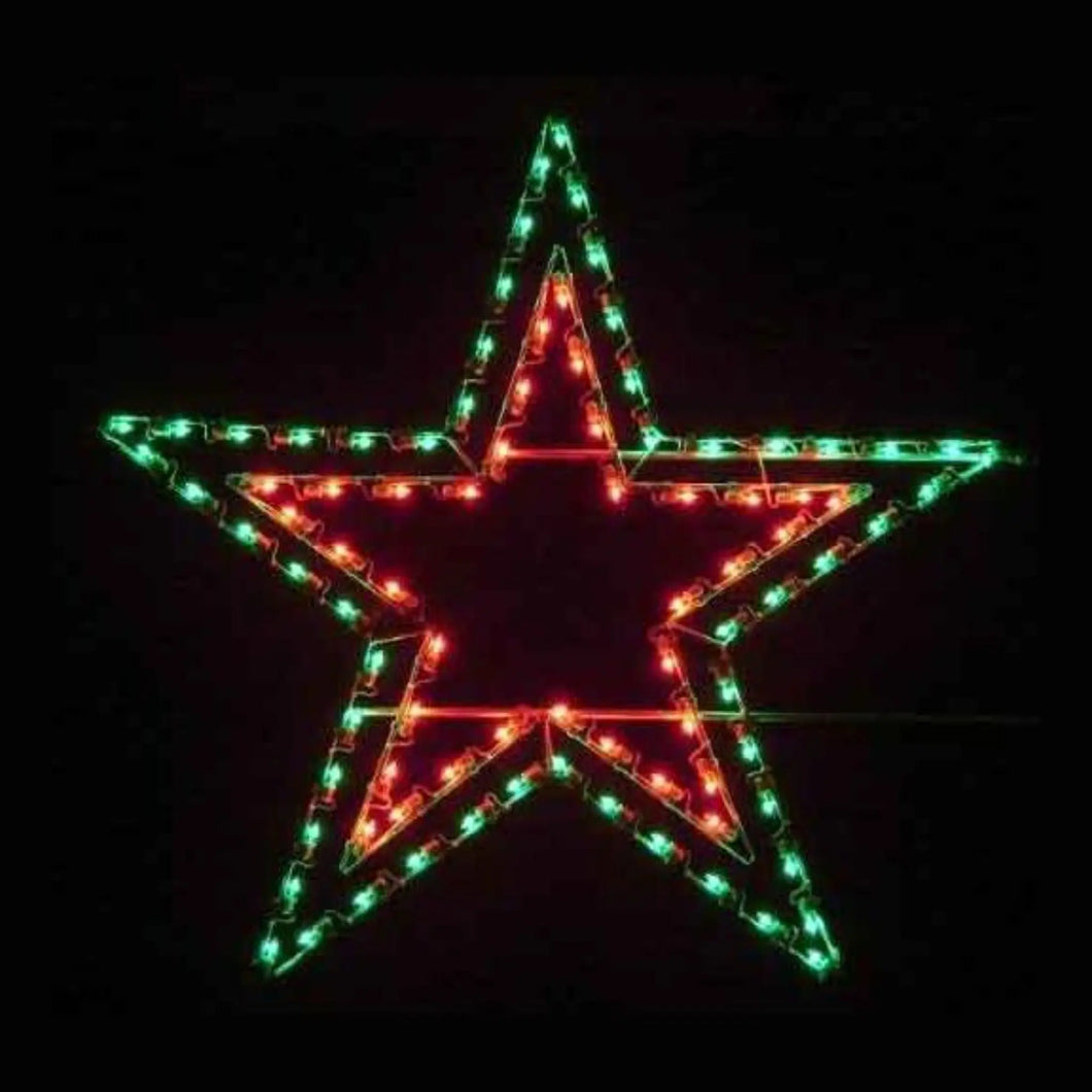 PM5-DBLS 5' Double Star - Lighted Pole Mount Decoration