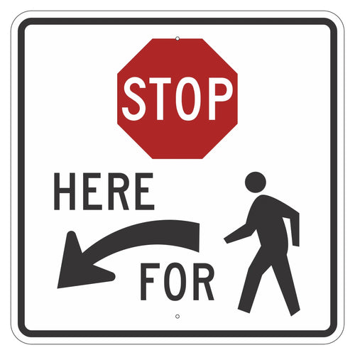 R1-5BL Stop Here For Pedestrians Sign 36