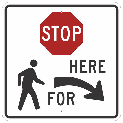 R1-5BR Stop Here For Pedestrians Sign 36