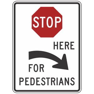 R1-5CR Stop Here For Pedestrians Sign 36"X48"