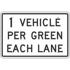 R10-29 ___ Vehicles Per Green Each Lane Sign