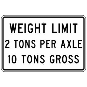 R12-4 Weight Limit __ Tons per Axle, __ Tons Gross Sign