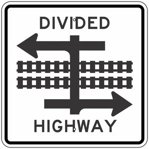 R15-7A Light Rail Divided Highway Sign 24"X24"