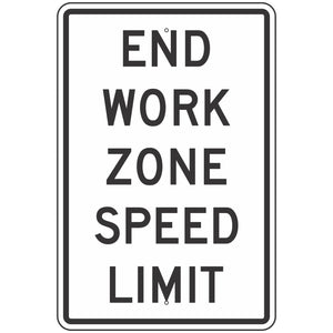 R2-12 End Work Zone Speed Limit Sign 24"X36"