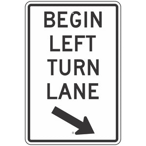 R3-20L Begin Left Turn Lane Sign 24"X36"