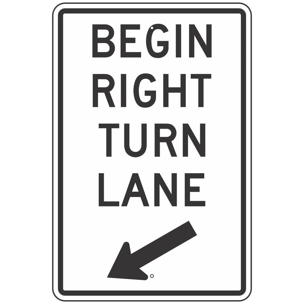 R3-20R Begin Right Turn Lane Sign 24