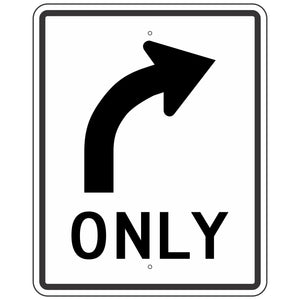 R3-5R Right Turn Only Sign 30"x36"