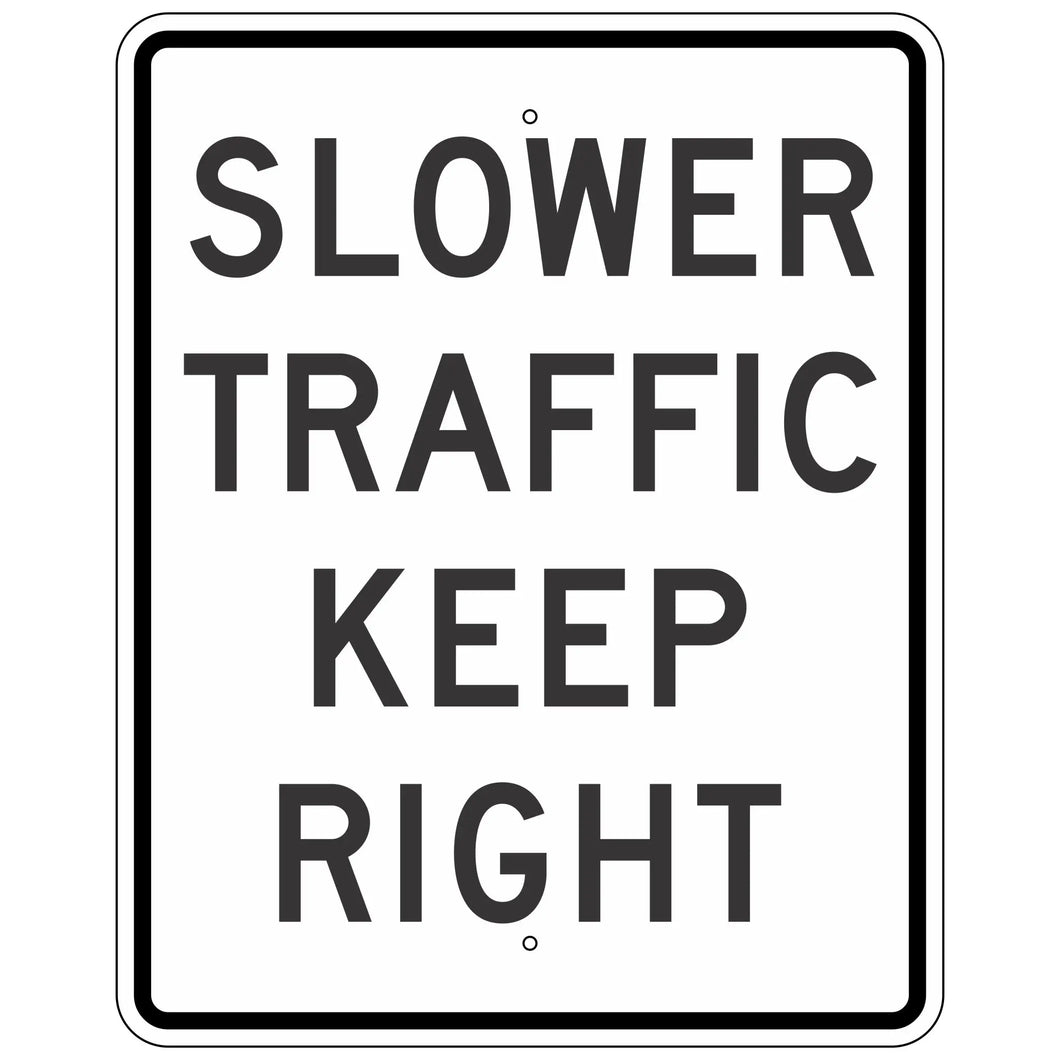 R4-3 Slower Traffic Keep Right Sign