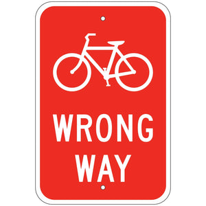 R5-1B Bicycle Wrong Way Sign 12"X18"