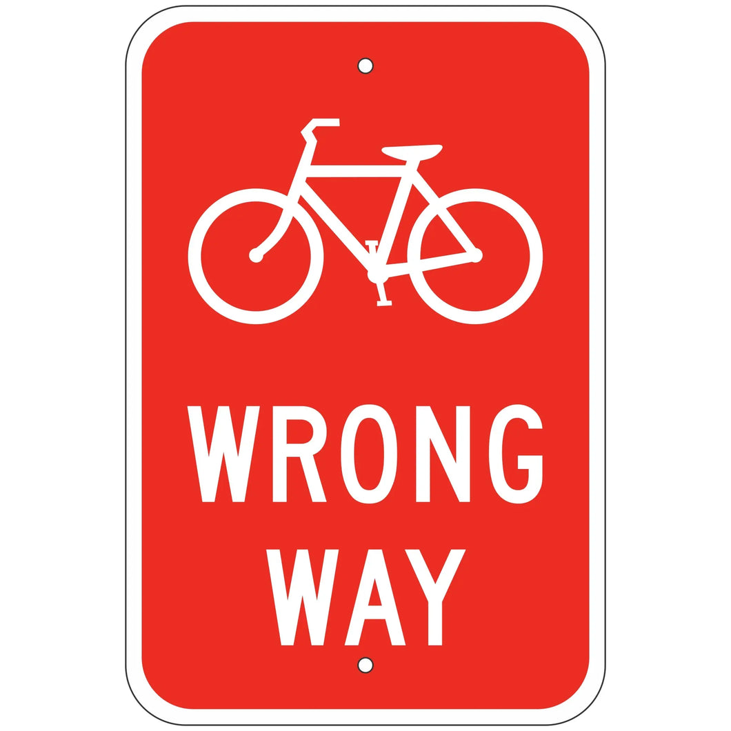 R5-1B Bicycle Wrong Way Sign 12