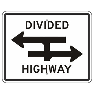 R6-3A Divided Highway Crossing Sign 30"X24"