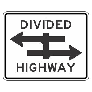 R6-3 Divided Highway Crossing Sign 30"X24"
