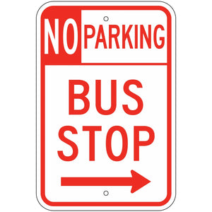 R7-107R No Parking Bus Stop Sign 12"X18"
