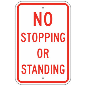 R7-4M No Stopping or Standing Sign 12"X18"