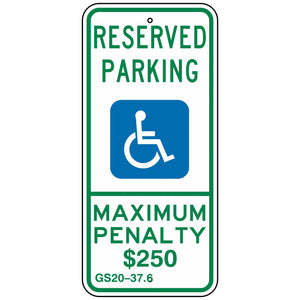 R7-8NC North Carolina Reserved Handicap Parking Sign 12"x26"