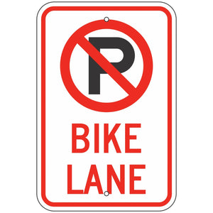 R7-9A No Parking Bike Lane Sign 12"X18"