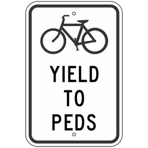 R9-6 Bicycle Yield To Pedestrians Sign 12"X18"