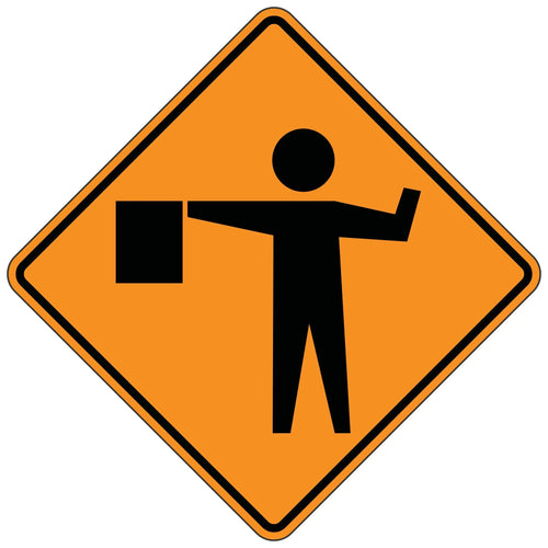 W20-7 Flagger Symbol - Roll Up Sign