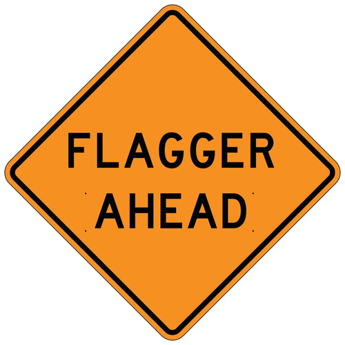 W20-7B Flagger Ahead - Roll Up Sign