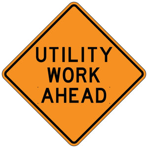 W21-7 Utility Work Ahead - Roll Up Sign