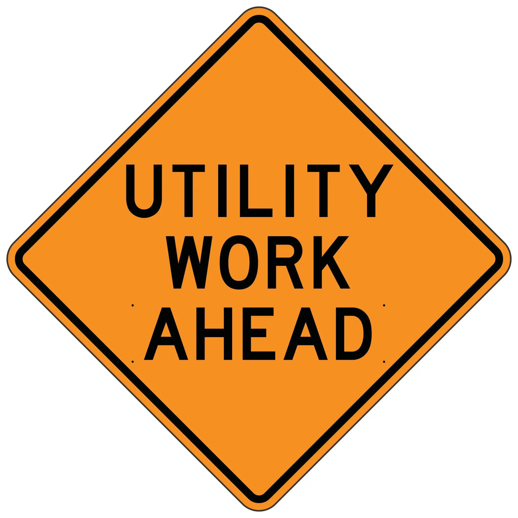 W21-7 Utility Work Ahead - Roll Up Sign