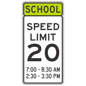 S5-1 School Speed Limit With Times 24"x48"