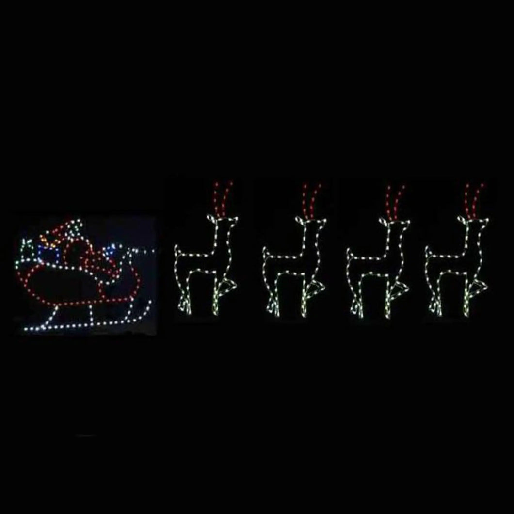 Santa with Reindeer Team - Animated Yard Decoration