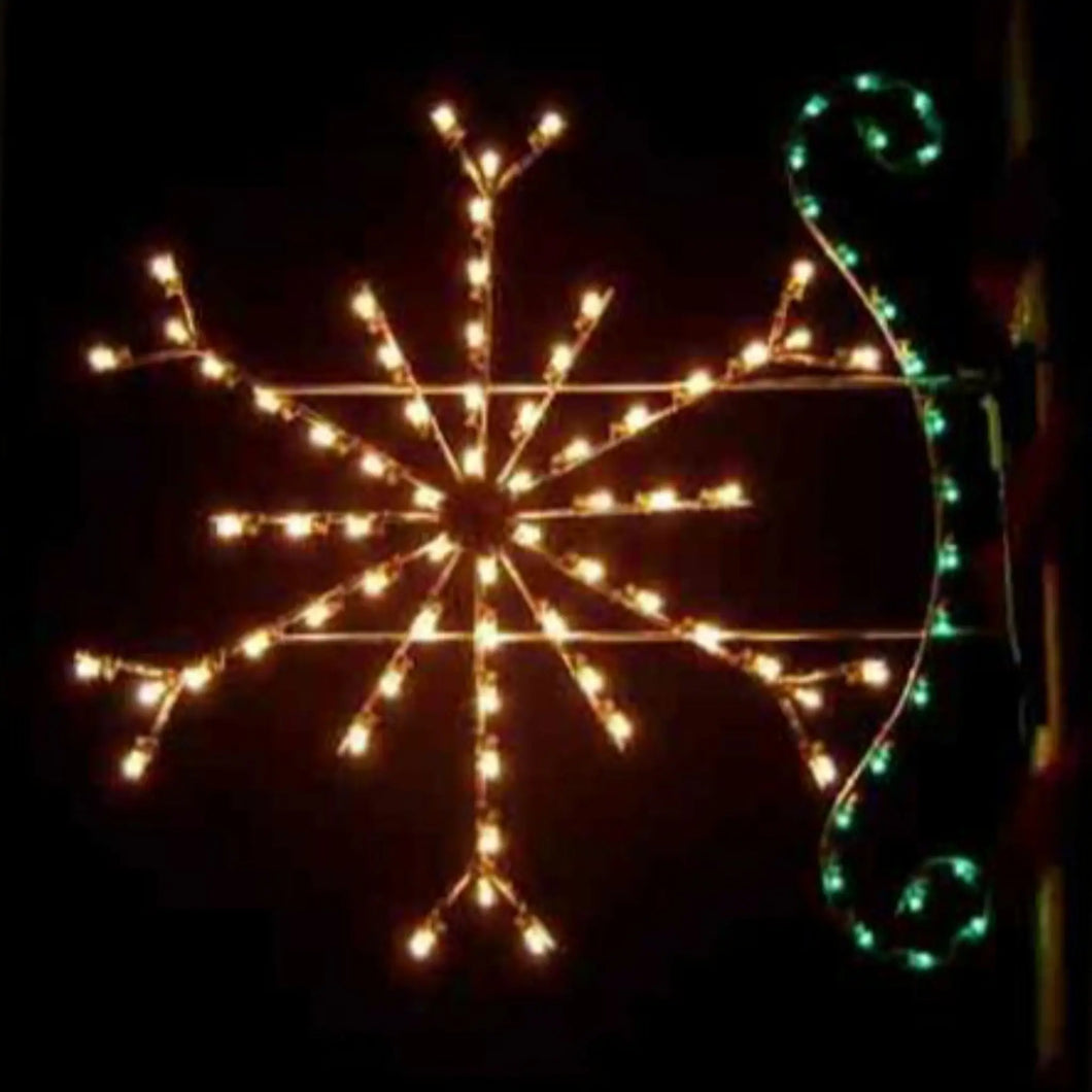 PMSFS5-Enhanced 5' Standard Snowflake with Enhancer - Lighted Pole Mount Decoration 