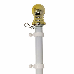 Spinning Flagpole 1" White with Gold Ball