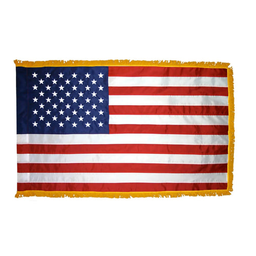 United States of America Flag - Indoor/Presentation - Sewn Nylon with Pole Pocket & Fringe