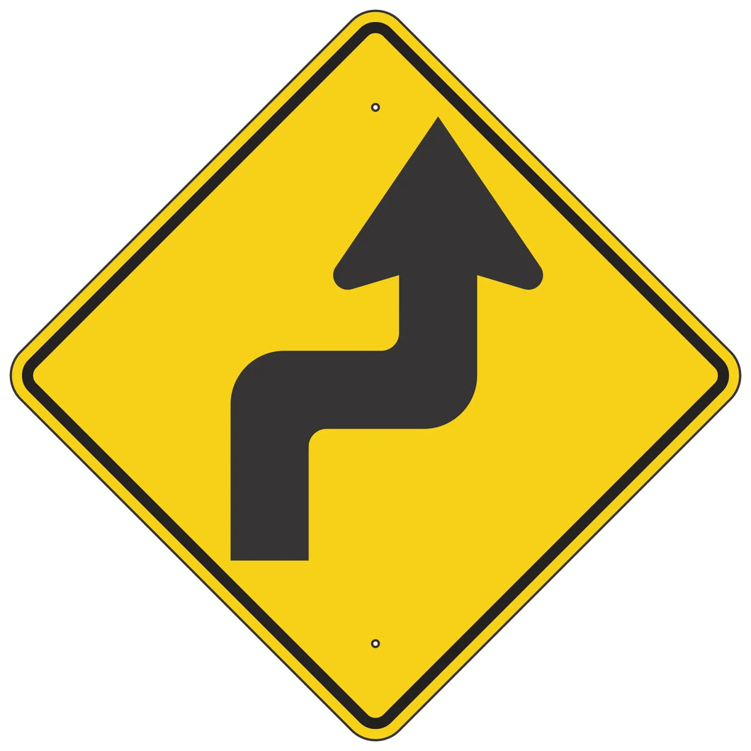 W1-3R Reverse Turn Right Sign