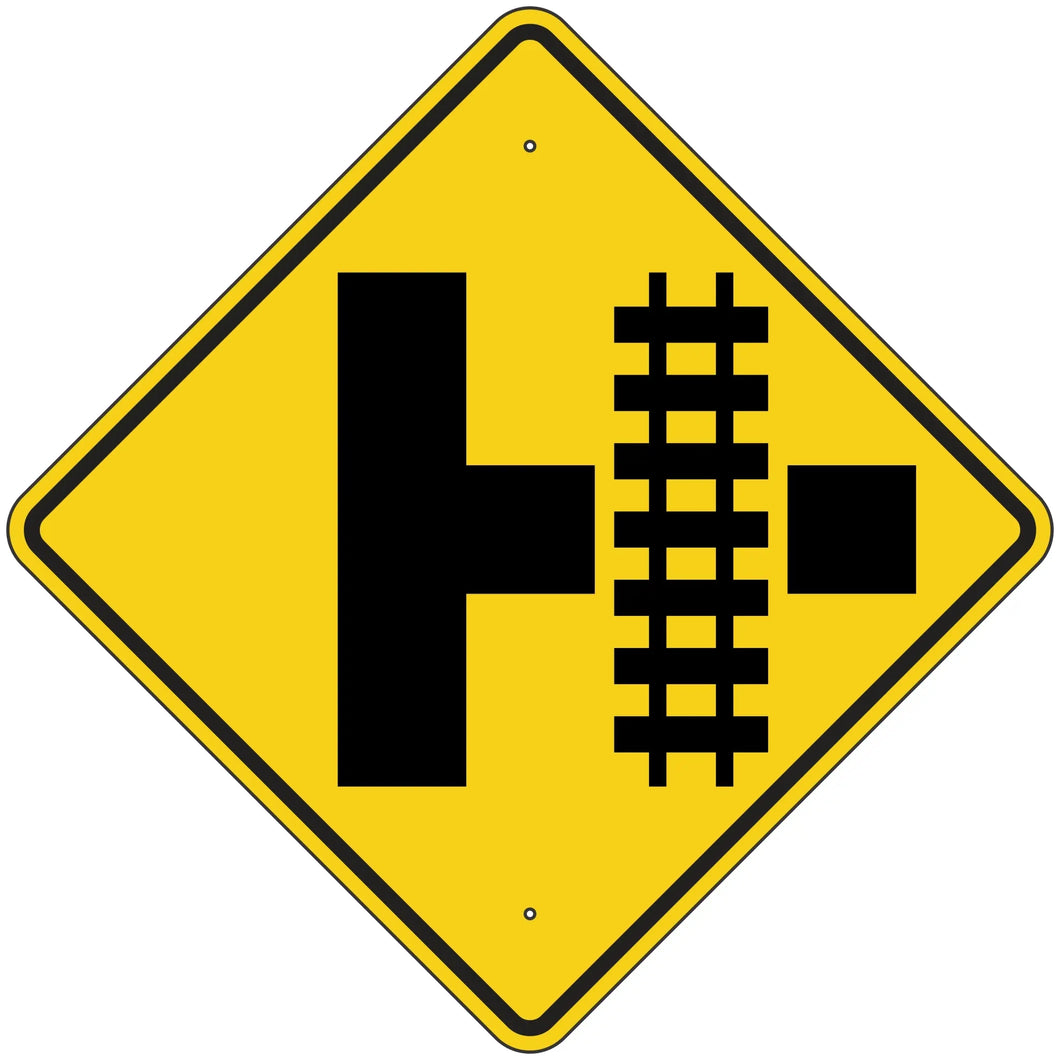 W10-3R Railroad Crossing Advanced Warning Symbol Right Sign 36
