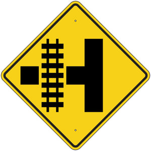 W10-3L Railroad Crossing Advanced Warning Symbol Left Sign 36"X36"