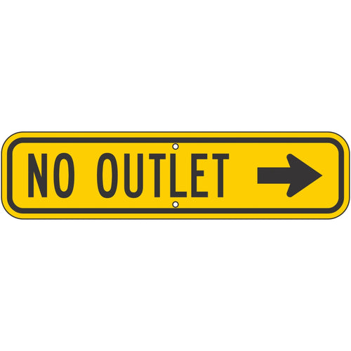 W14-2AR No Outlet (Right Arrow) Sign