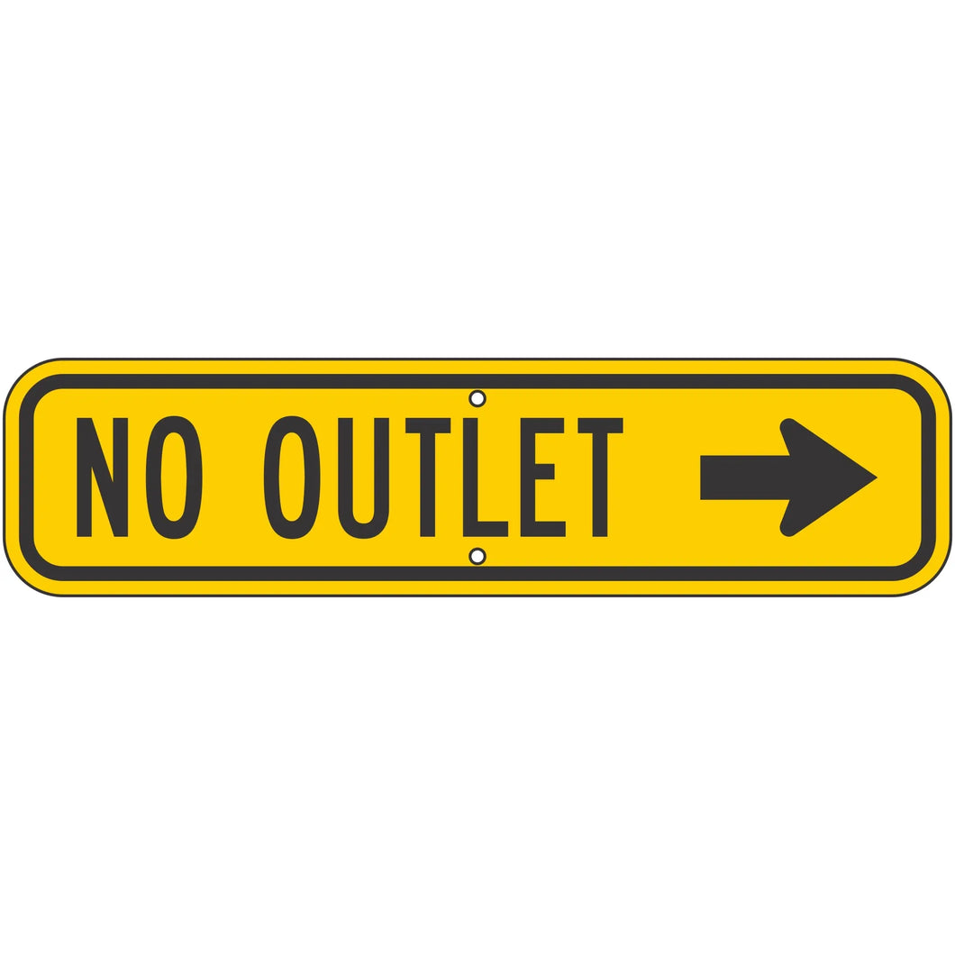 W14-2AR No Outlet (Right Arrow) Sign