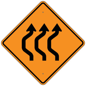 W24-1BL Double Reverse  Left Curve (Three Lanes) Sign