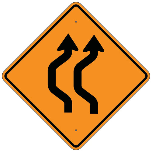 W24-1AL Double Left  Reverse Curve (Two Lanes) Sign