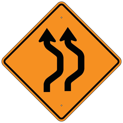 W24-1AR Double Right Reverse Curve (Two Lanes) Sign