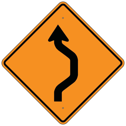 W24-1R Right Double Reverse Curve Sign