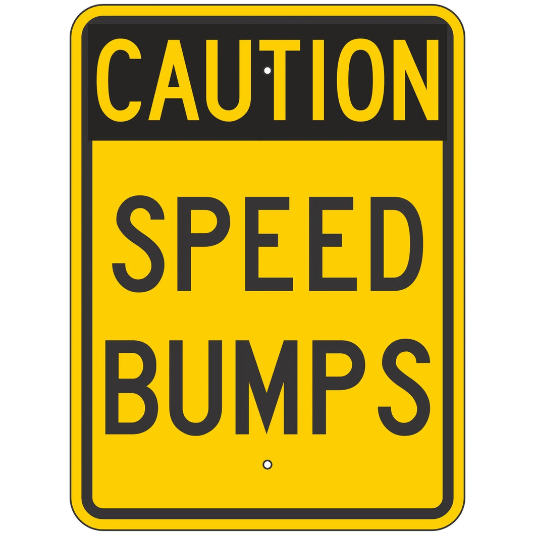 W404_4 Caution Speed Bumps Sign 18