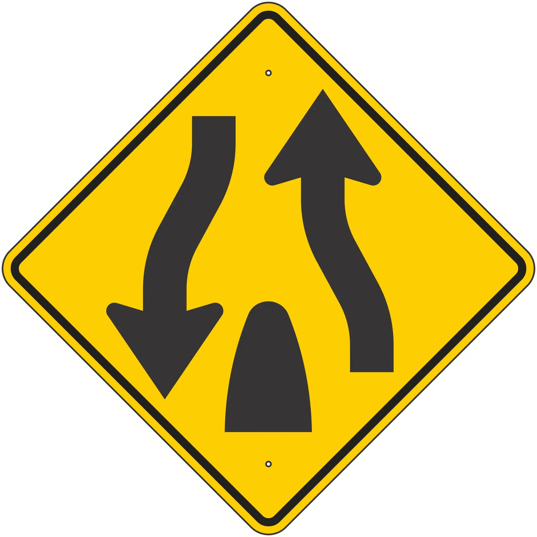 W6-2 Divided Highway Ends Sign