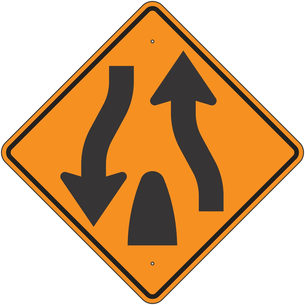 W6-2 Divided Highway Ends Sign